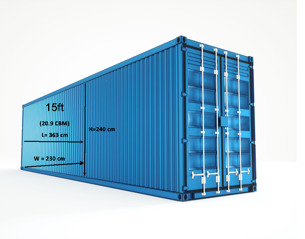 15 ft groupage shipping space 